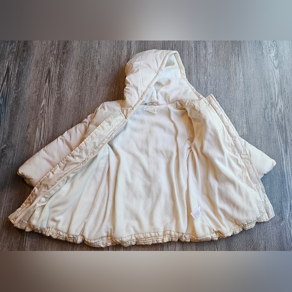 Cazy 8 Girl's Cream Hooded Puffer Jacket Size XS (4) - Picture 6 of 7